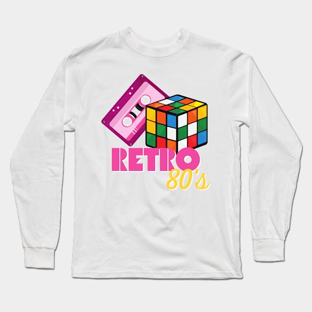 80s Outfit Vintage Retro Costume Long Sleeve T-Shirt by Delta V Art